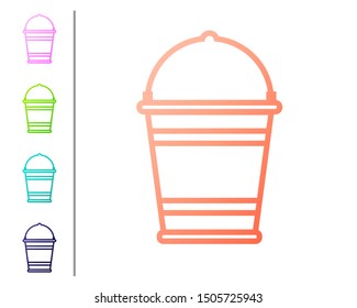 Coral Bucket icon isolated on white background. Set color icons. Vector Illustration