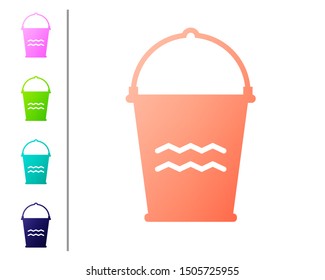 Coral Bucket icon isolated on white background. Set color icons. Vector Illustration