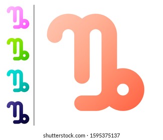 Coral Capricorn zodiac sign icon isolated on white background. Astrological horoscope collection. Set color icons. Vector Illustration