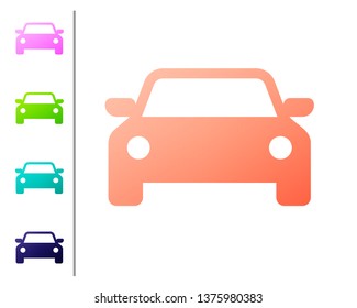 Coral Car icon isolated on white background. Set icon in color buttons. Vector Illustration