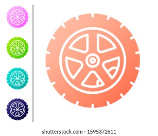 Coral Car wheel icon isolated on white background. Set color icons. Vector Illustration