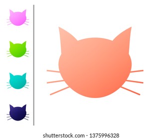 Coral Cat icon isolated on white background. Set color icons. Vector Illustration