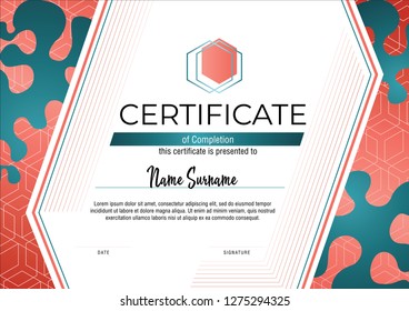 Coral Certificate. Modern fashion Certificate template. Elegant diploma in vector.