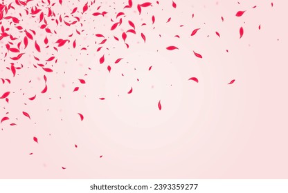 Coral Cherry Vector Pink Background. Japanese Rose Cover. Ruby Floral Summer Banner. Red Beauty Flower Frame.