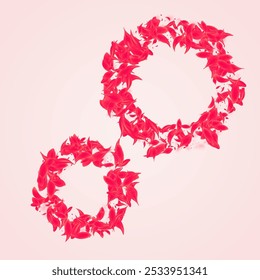 Fundo cor-de-rosa do vetor da cereja do coral. Papel de parede de flor de borrão. Bandeira de Voo do Lótus Escarlate. Quadro Floral Beleza Vermelha.