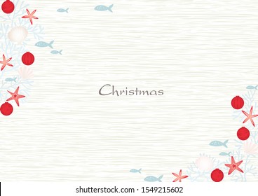 Coral , Christmas ball, star fish, sea shell border vector for decoration on Christmas holiday festival.