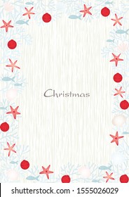 Coral , Christmas ball, star fish, sea shell border vector for decoration on Christmas holiday festival.