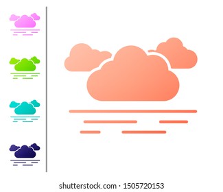 Coral Cloud icon isolated on white background. Set color icons. Vector Illustration