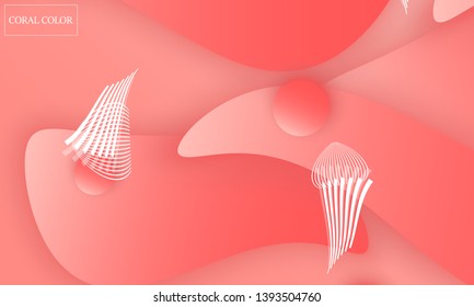 Coral color abstract background. Vector illustration. Colorful gradient pattern.