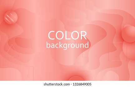 Coral color background. Fluid shapes pattern. Vector illustration. Colorful gradient.