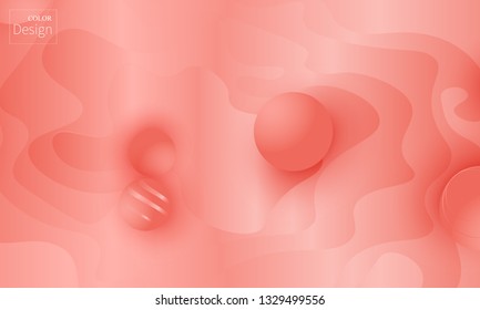 Coral color background. Fluid shapes pattern. Vector illustration. Colorful gradient.