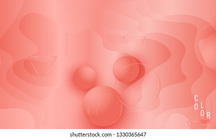 Coral color background. Fluid shapes pattern. Vector illustration. Colorful gradient.