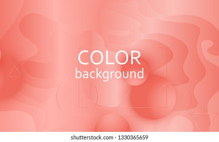 Coral color background. Fluid shapes pattern. Vector illustration. Colorful gradient.