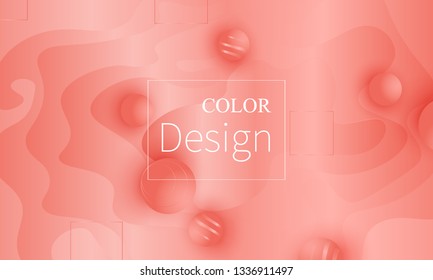Coral color background. Fluid shapes pattern. Vector illustration. Colorful gradient.