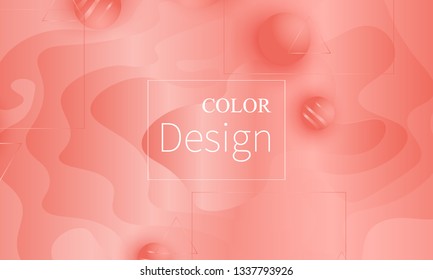 Coral color background. Fluid shapes pattern. Vector illustration. Colorful gradient.