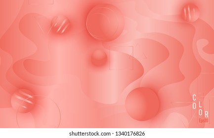 Coral color background. Fluid shapes pattern. Vector illustration. Colorful gradient.