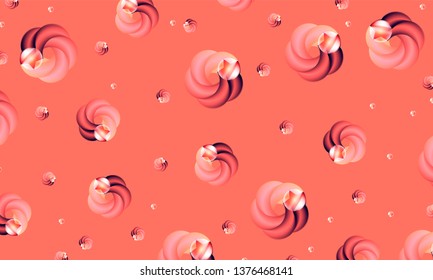 Coral color flowers gradient texture points and lines art modern bright pink banner abstract hipster style background in the style minimalist