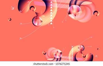 Coral color geometric gradient texture points and lines art modern bright pink banner abstract hipster style background delicate sophisticated