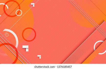 Coral color geometry triangles gradient texture points and lines art modern bright pink banner abstract hipster style background in the style minimalist new