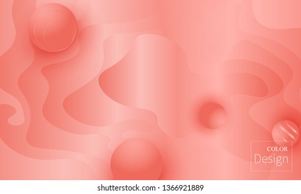 Coral color gradient. Pink fluid pattern. Coral background. Vector illustration.