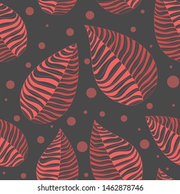 Coral color leaves. Background with elegant leaves. Vector illustration. Eps 10.