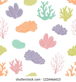 Coral color seamless pattern sketch background illustration vector