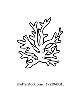 Coral Coloring Book Linear Drawing Isolated Stock Vector (Royalty Free ...