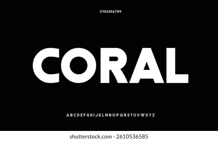 Coral Colour vector font alphabet with numbers