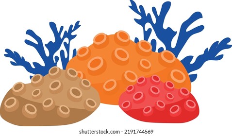 Coral Concept, Sea Stone Seaweed vector color icon design, Deep sea creature symbol, Aquatic Elements Sign, Underwater animal stock illustration