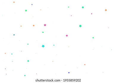 Coral Confetti Poster. Red Starry Background. Purple Stars Space. Blue Vector Background. Yellow Pattern Greeting. Pink Texture Cosmos. Celebration Symbol. Party Isolated.