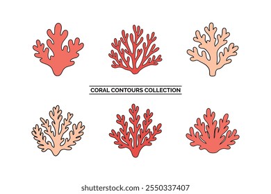 Coral Contours Vector Design Collection, Ocean-Inspired Coral Contours Vector Pack