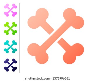 Coral Crossed bones icon isolated on white background. Pets food symbol. Set color icons. Vector Illustration