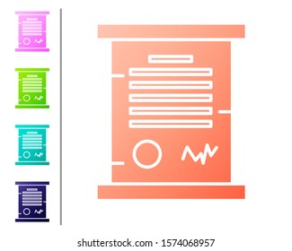 Coral Decree, paper, parchment, scroll icon icon isolated on white background. Set color icons. Vector Illustration