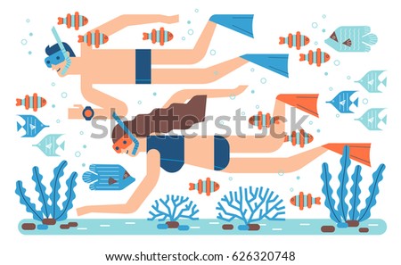 Coral diving illustration