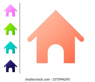 Coral Dog house icon isolated on white background. Dog kennel. Set color icons. Vector Illustration