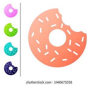 Coral Donut with sweet glaze icon isolated on white background. Set color icons. Vector Illustration