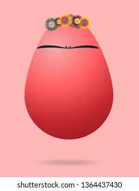 Coral Easter egg with gradient and eyebrows.