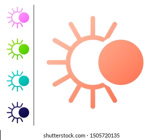 Coral Eclipse of the sun icon isolated on white background. Total sonar eclipse. Set color icons. Vector Illustration