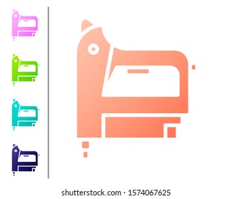 Coral Electric construction stapler icon isolated on white background. Working tool. Set color icons. Vector Illustration