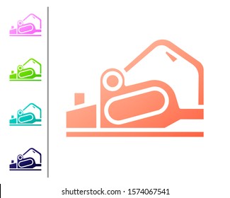 Coral Electric planer tool icon isolated on white background. Set color icons. Vector Illustration