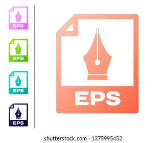 Coral EPS file document icon. Download eps button icon isolated on white background. EPS file symbol. Set color icons. Vector Illustration