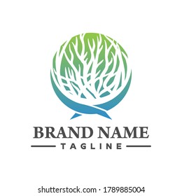 concepto creativo del logotipo de un agricultor de coral