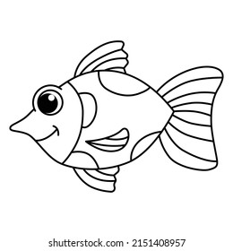 Coral fish cartoon coloring page illustration vector. For kids coloring book.