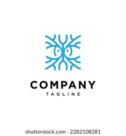 
coral and fish logo icon template