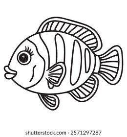 Coral fish vector illustration line art