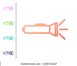 Coral Flashlight icon isolated on white background. Set color icons. Vector Illustration