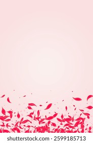 Coral Floral Vector Pink Background. Flying Peach Cover. Red Lotus Falling Illustration. Ruby Beauty Sakura Pattern.