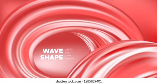 Coral Flow Background, 3d Pastel Abstract Fluid Shape. Brush or Ink Strokes. Trendy Wallpaper, Dynamic Flow Poster in Pastel Color Design. Wave Liquid Shape with Gradient. Vector Pastel Background.