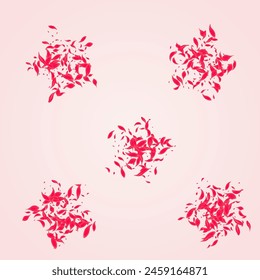 Coral Flower Vector Pink Background. Fall Blossom Illustration. Scarlet Lotus Summer Design. Red Falling Rose Wallpaper.