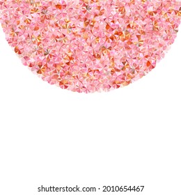 Coral foil confetti placer vector illustration. Birthday anniversary greeting card background. Bright sparkling spangle particles holiday glitter. Birthday celebration confetti.